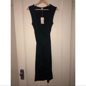 Stretchy sleek black wrap dress
